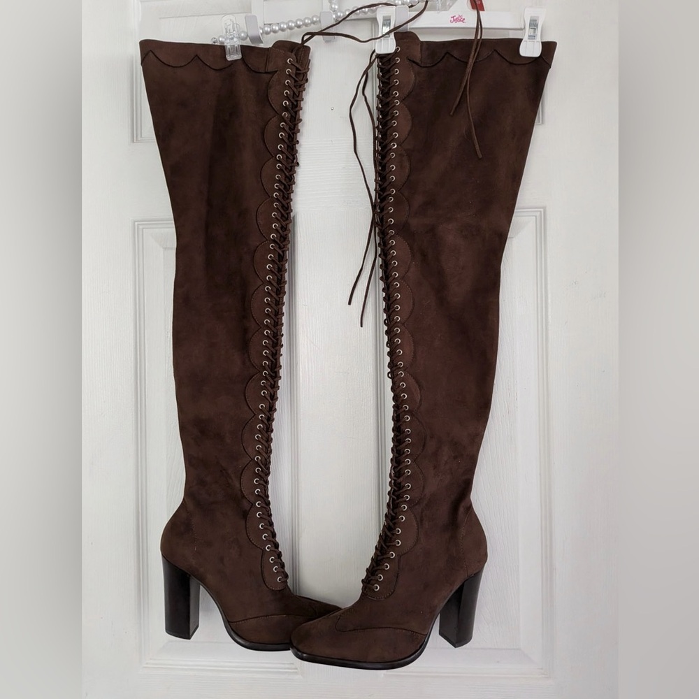 JEFFREY CAMPBELL Olianna Thigh- high lace-up riding boots - Picture 16 of 16